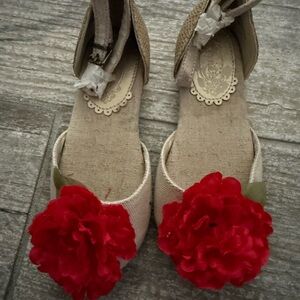 Joyfolie Beige and Red Floral Women's Shoes